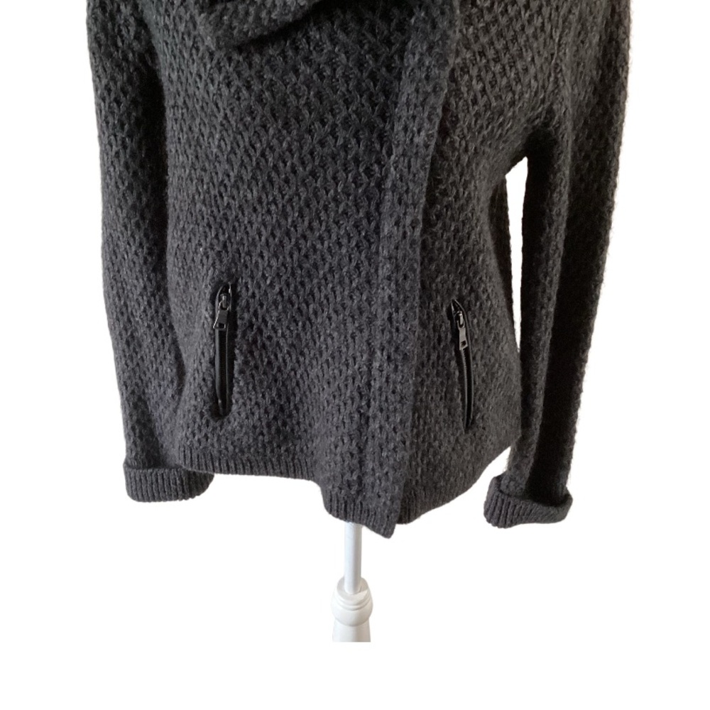 Loft Alpaca Wool Blend Asymmetrical Moto Sweater Jacket Large - Picture 3 of 10